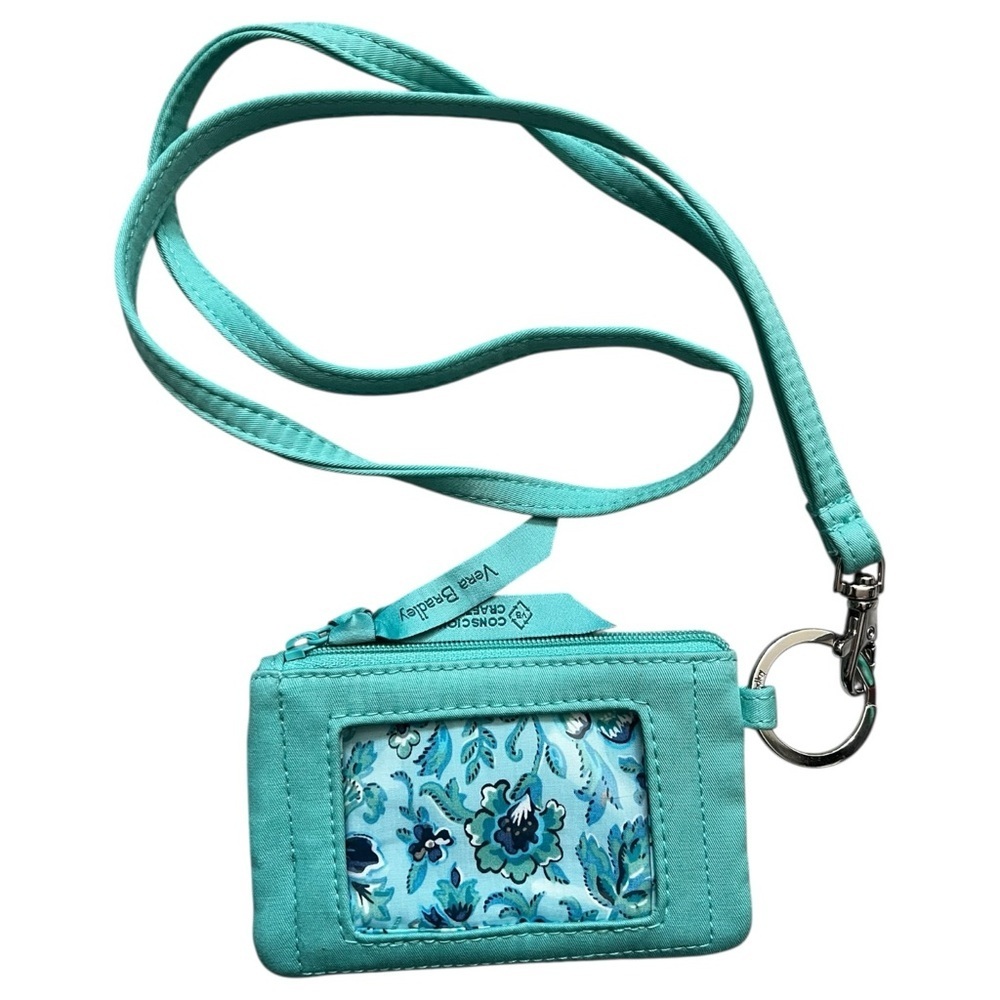 Vera Bradley Aqua Floral Crossbody Mini Wallet Like New!